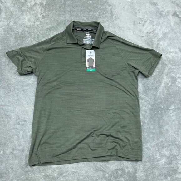 Hurley Mens Performance Polo Shirt XL Olive Moisture Wicking a1344 - Picture 1 of 7